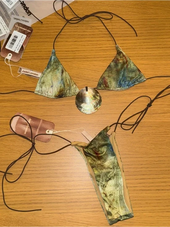 Jaded London Green Mini Bikini with Shell Accent - Picture 2 of 3